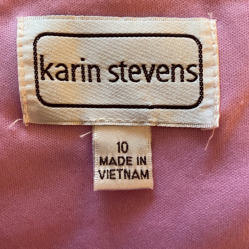 karin stevens Pink Rose Print V-Neck Maxi Dress- Size 10 - Picture 7 of 9